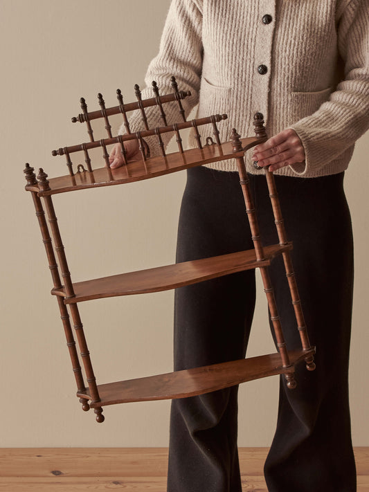 French vintage faux bamboo wall-hanging shelf