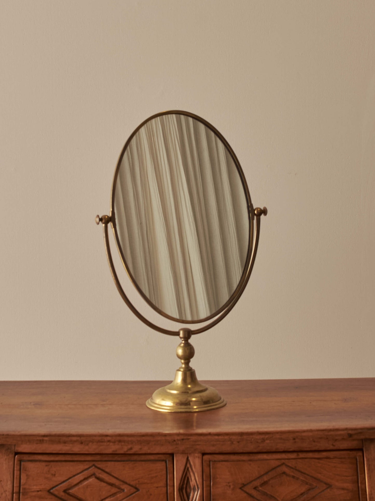 Mid-century brass Peerage vanity mirror