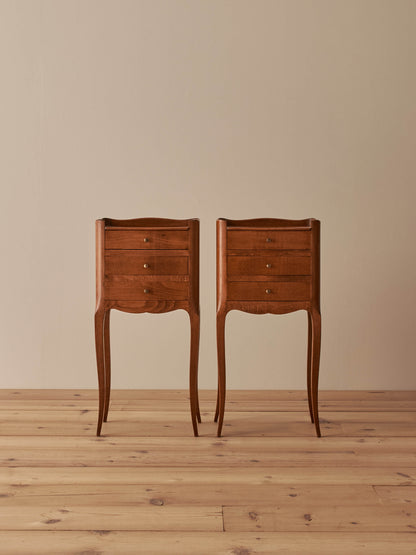Pair of vintage French cherry bedside tables