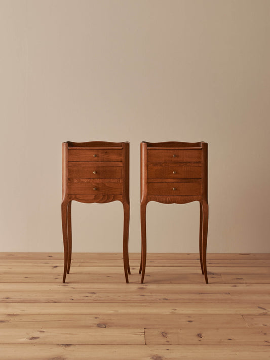 Pair of vintage French cherry bedside tables