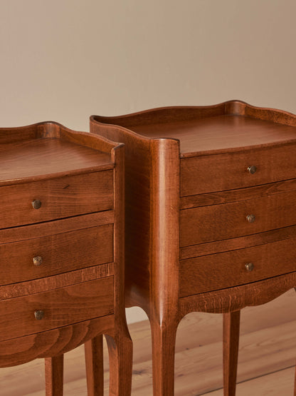Pair of vintage French cherry bedside tables