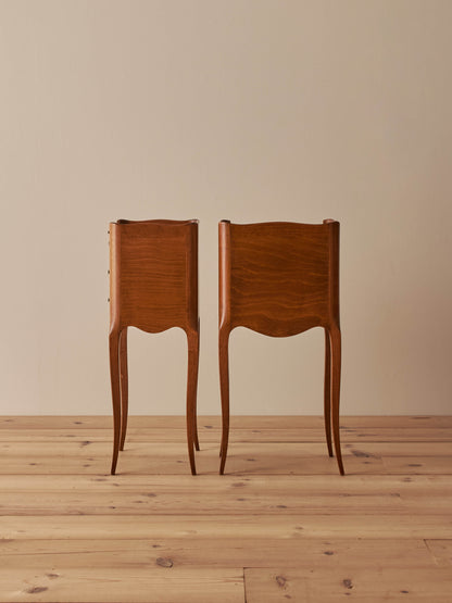 Pair of vintage French cherry bedside tables