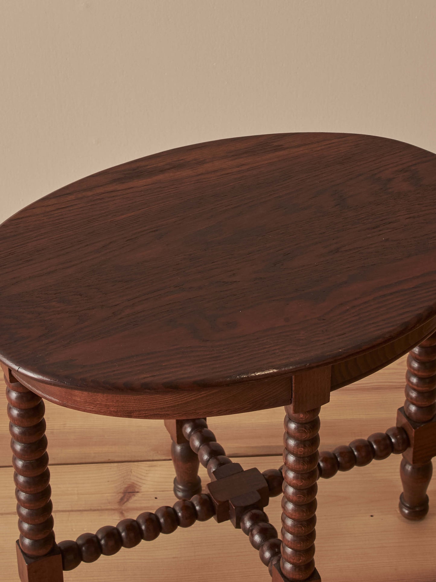 ON HOLD French vintage oval bobbin side table