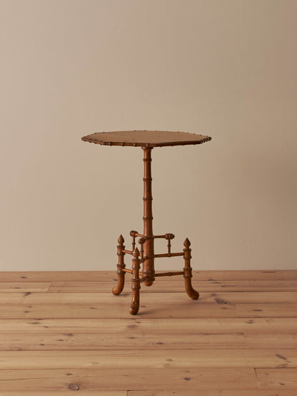 French vintage pitch-pine faux bamboo side table
