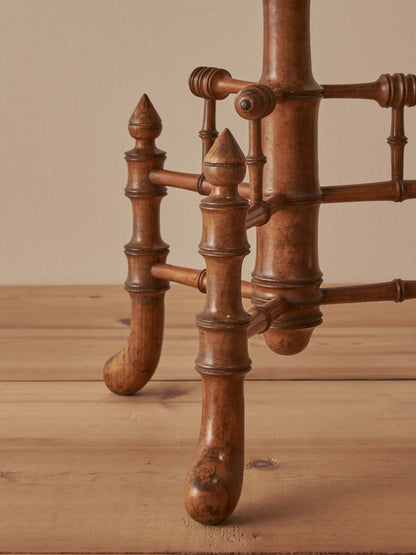 French vintage pitch-pine faux bamboo side table