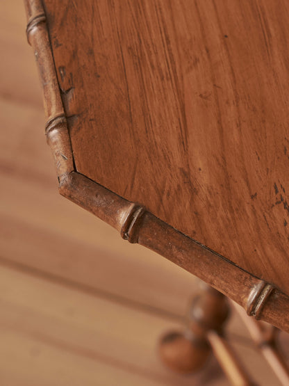 French vintage pitch-pine faux bamboo side table