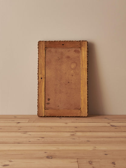Mid-century wicker rectangular mirror