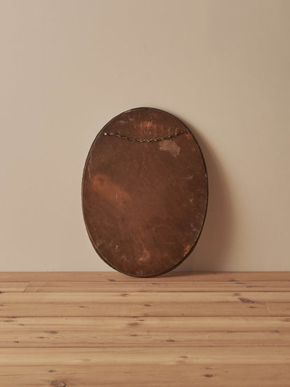 Oval Arts and Crafts copper mirror