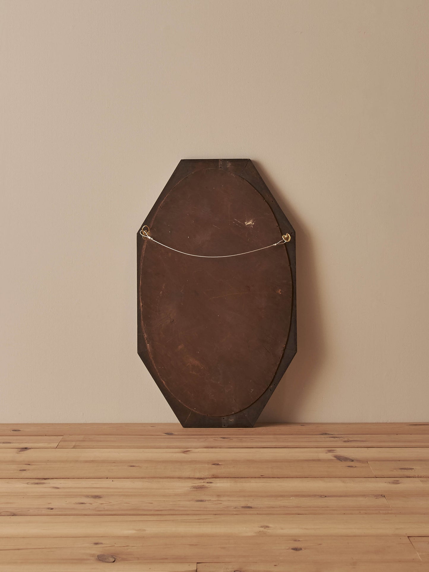 Victorian octagonal carved oak mirror