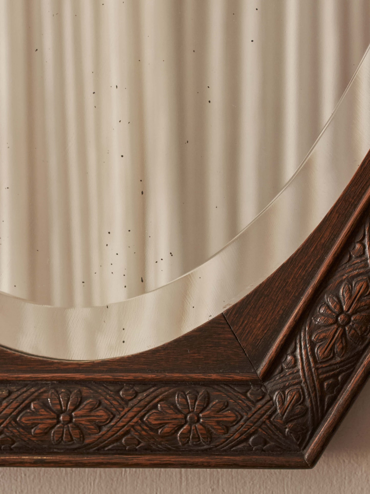 Victorian octagonal carved oak mirror