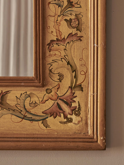 French vintage floral hand-painted mirror