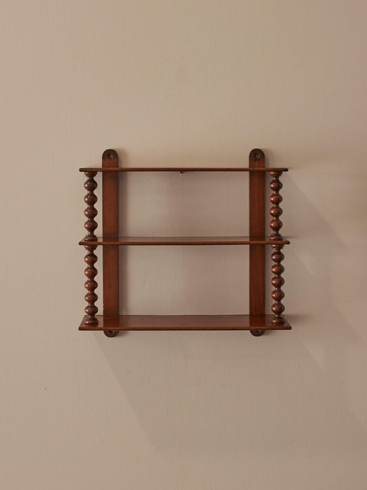 French antique chunky bobbin wall-hung shelf