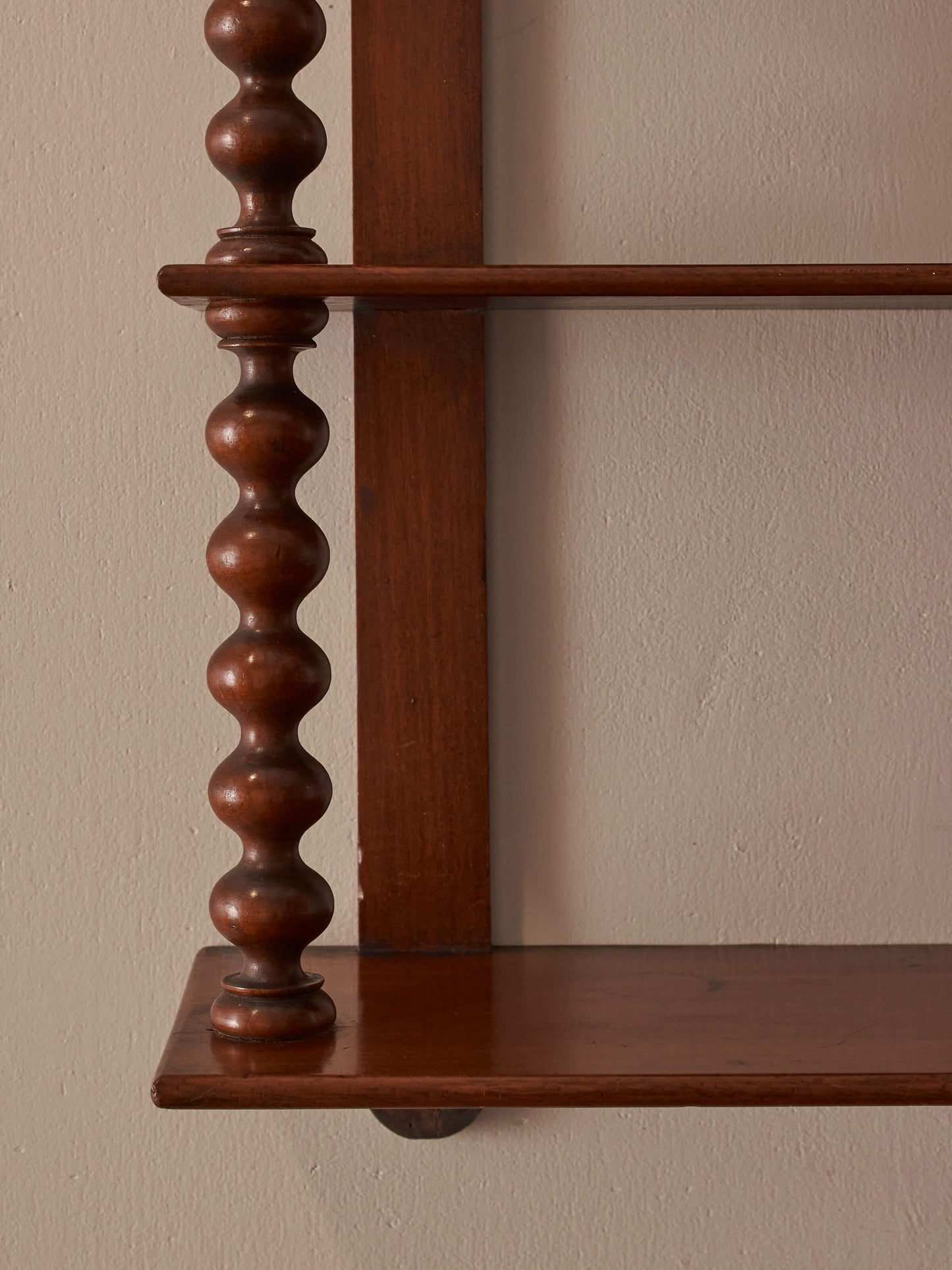French antique chunky bobbin wall-hung shelf