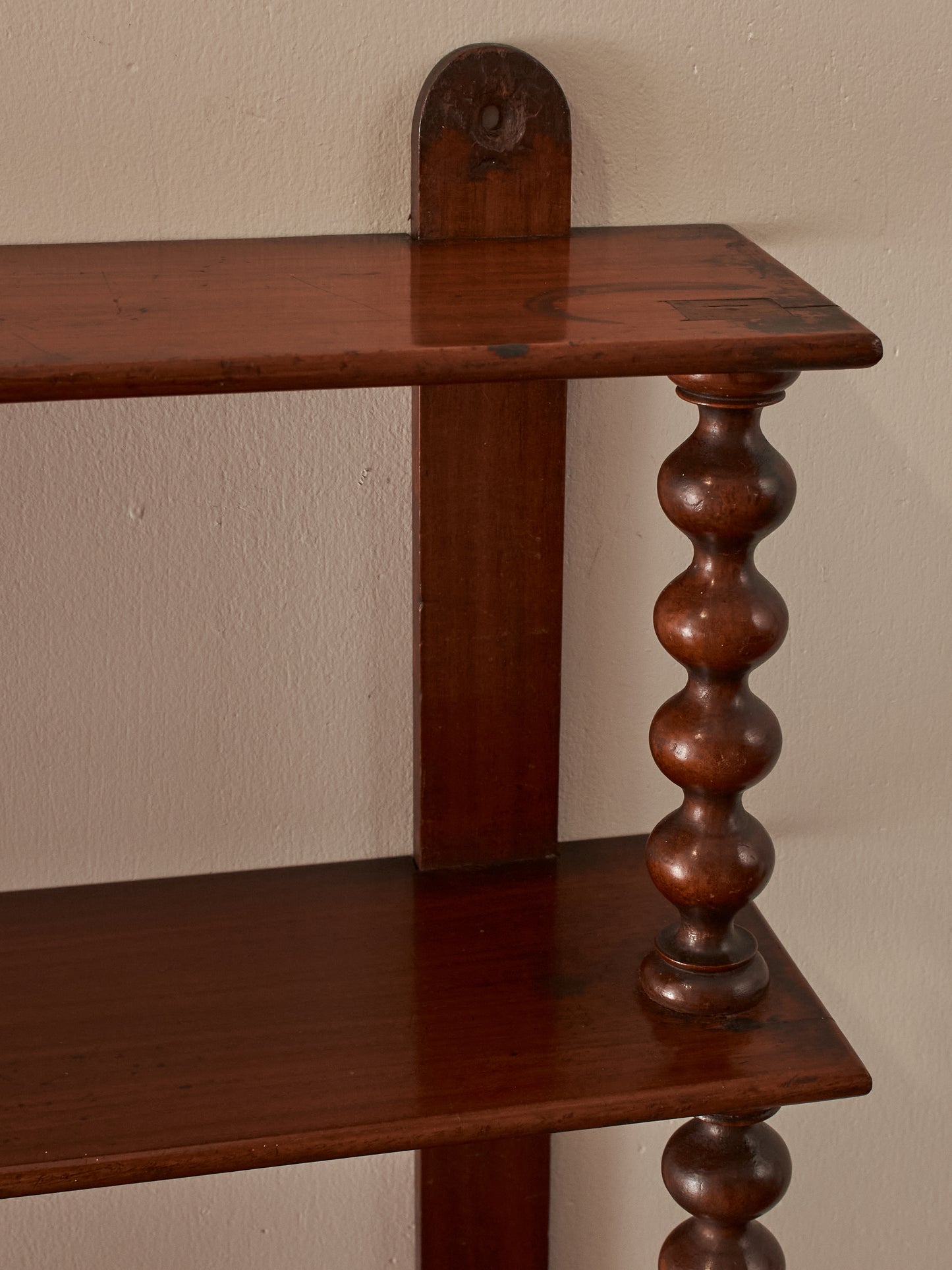 French antique chunky bobbin wall-hung shelf