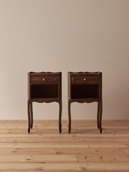 Pair of vintage oak French bedside tables