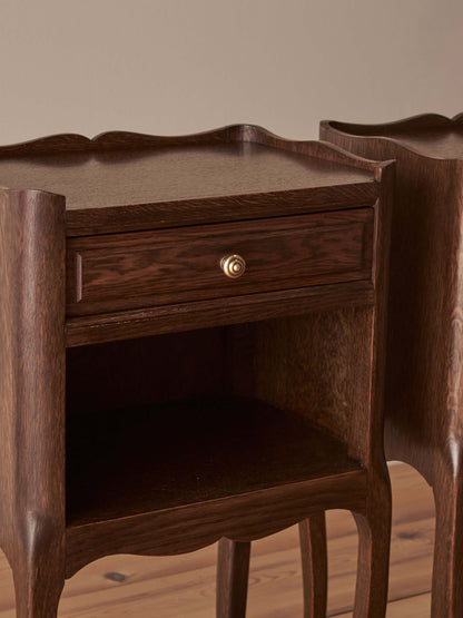 Pair of vintage oak French bedside tables