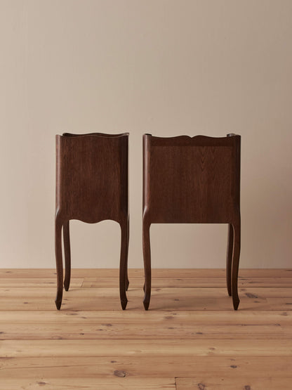 Pair of vintage oak French bedside tables