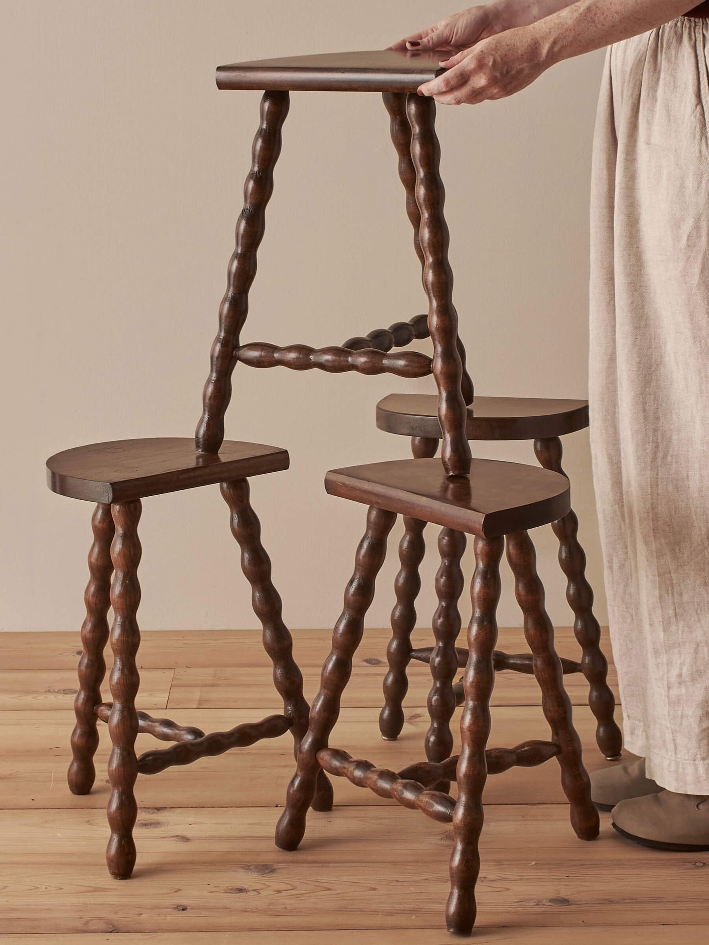 French vintage bobbin stool