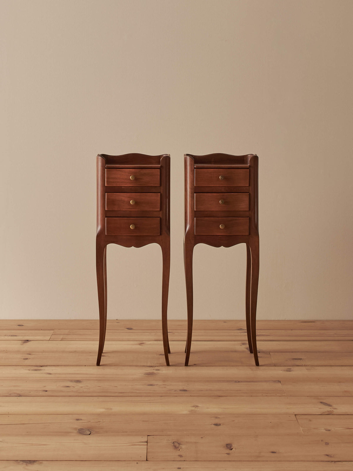 Pair of French vintage petite bedside tables