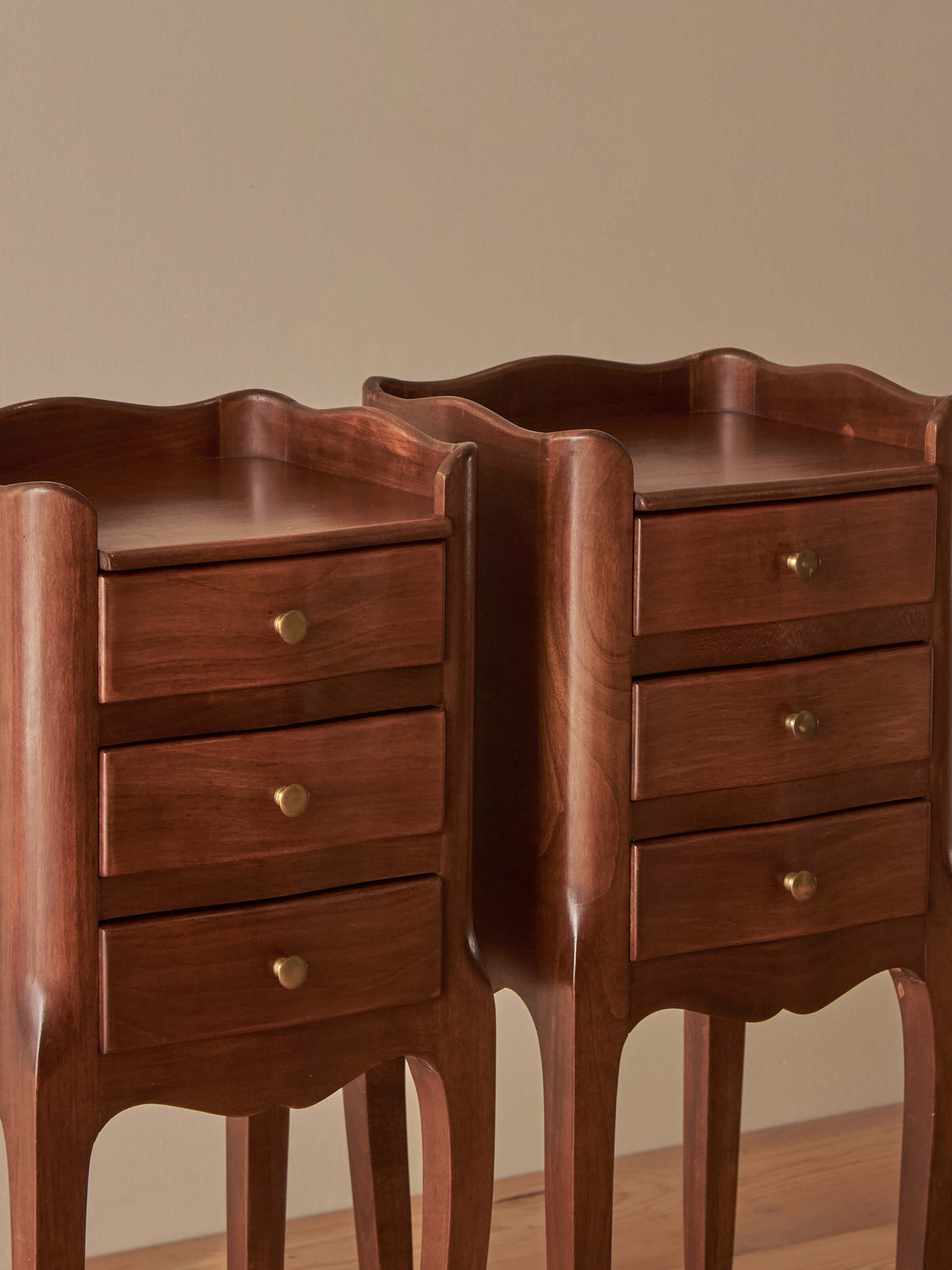 Pair of French vintage petite bedside tables