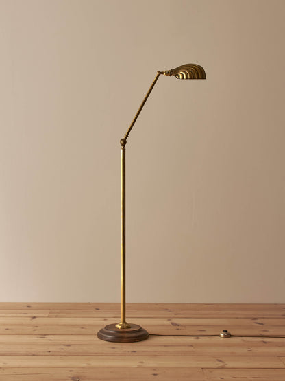 Mid-century brass clam floor lamp