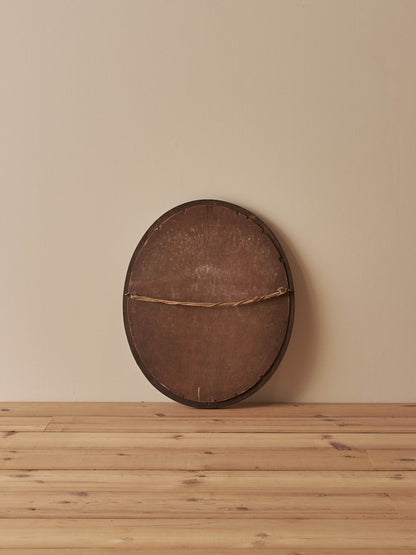 Antique oak bobbin-beaded mirror