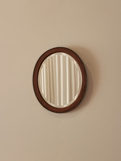 Antique oak bobbin-beaded mirror