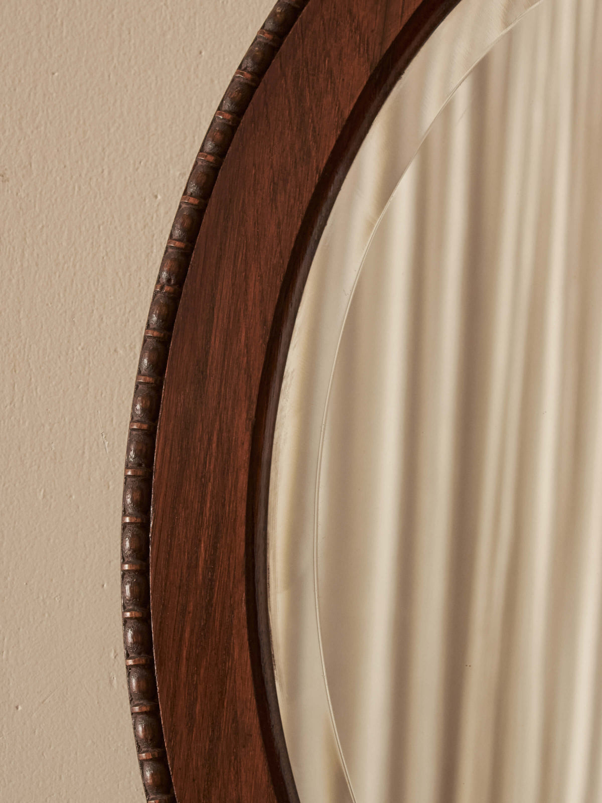 Antique oak bobbin-beaded mirror