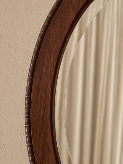 Antique oak bobbin-beaded mirror