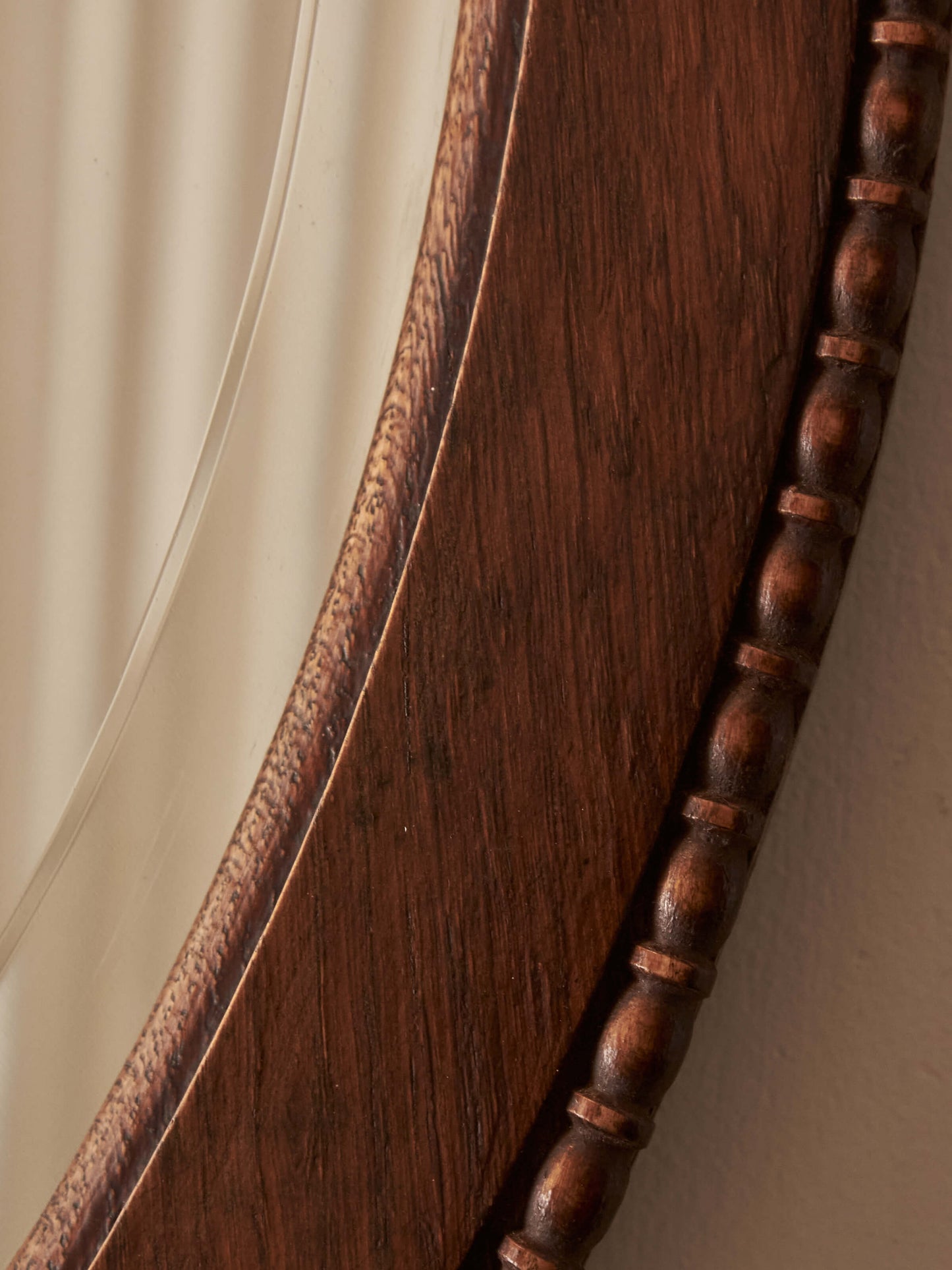 Antique oak bobbin-beaded mirror