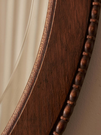 Antique oak bobbin-beaded mirror