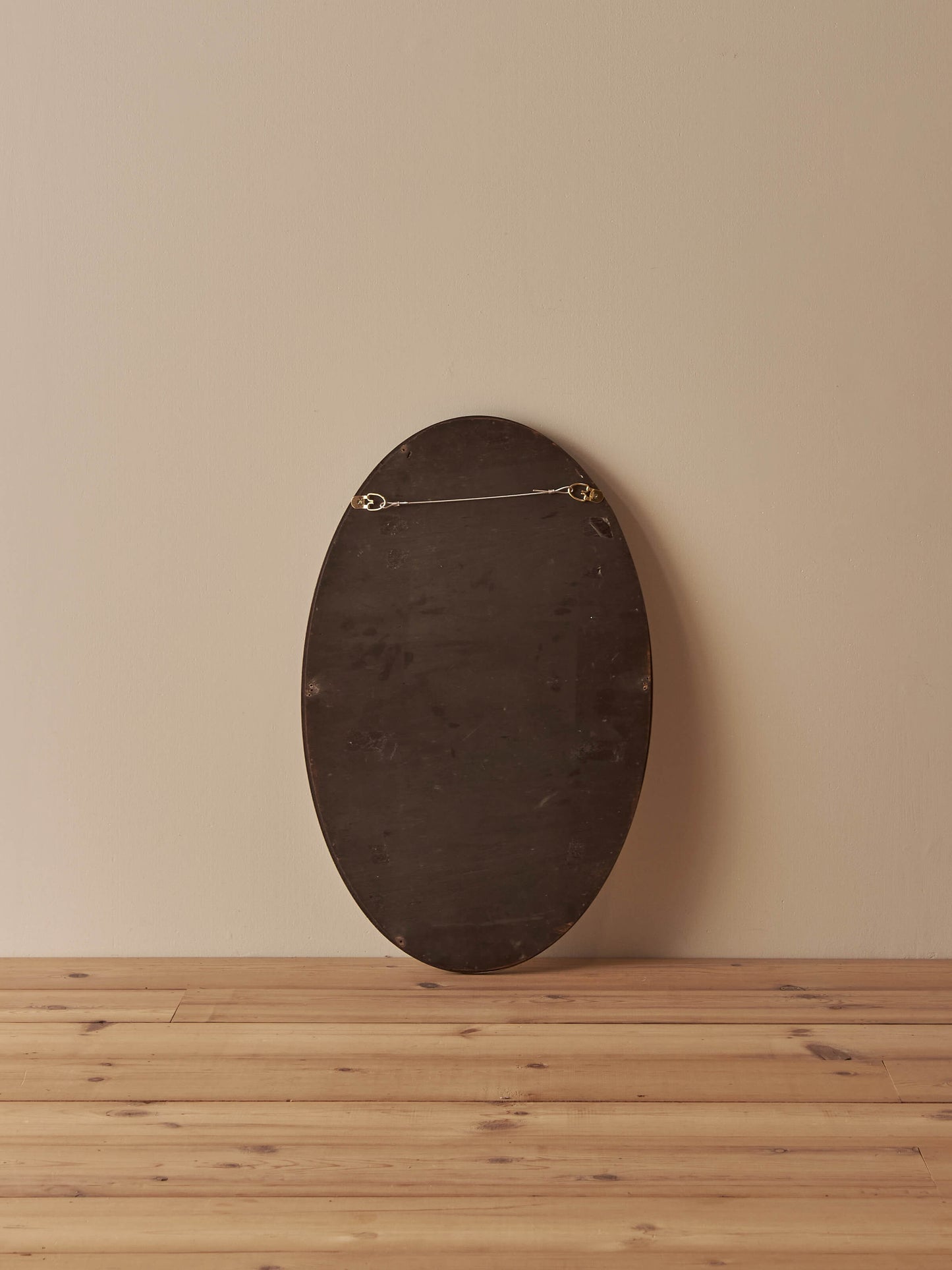 Antique oval oak bevelled mirror