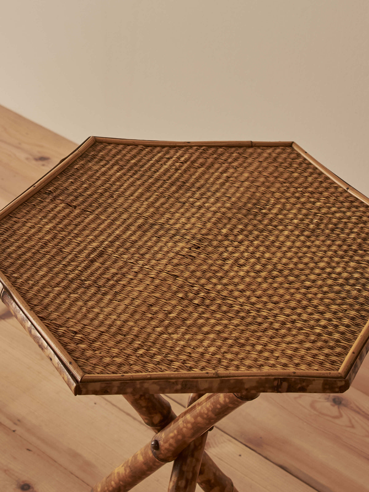 Victorian hexagonal tiger bamboo side table