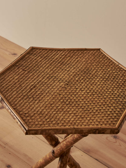 Victorian hexagonal tiger bamboo side table