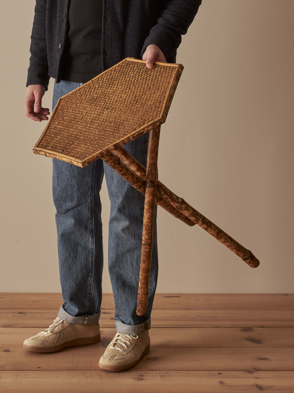 Victorian hexagonal tiger bamboo side table