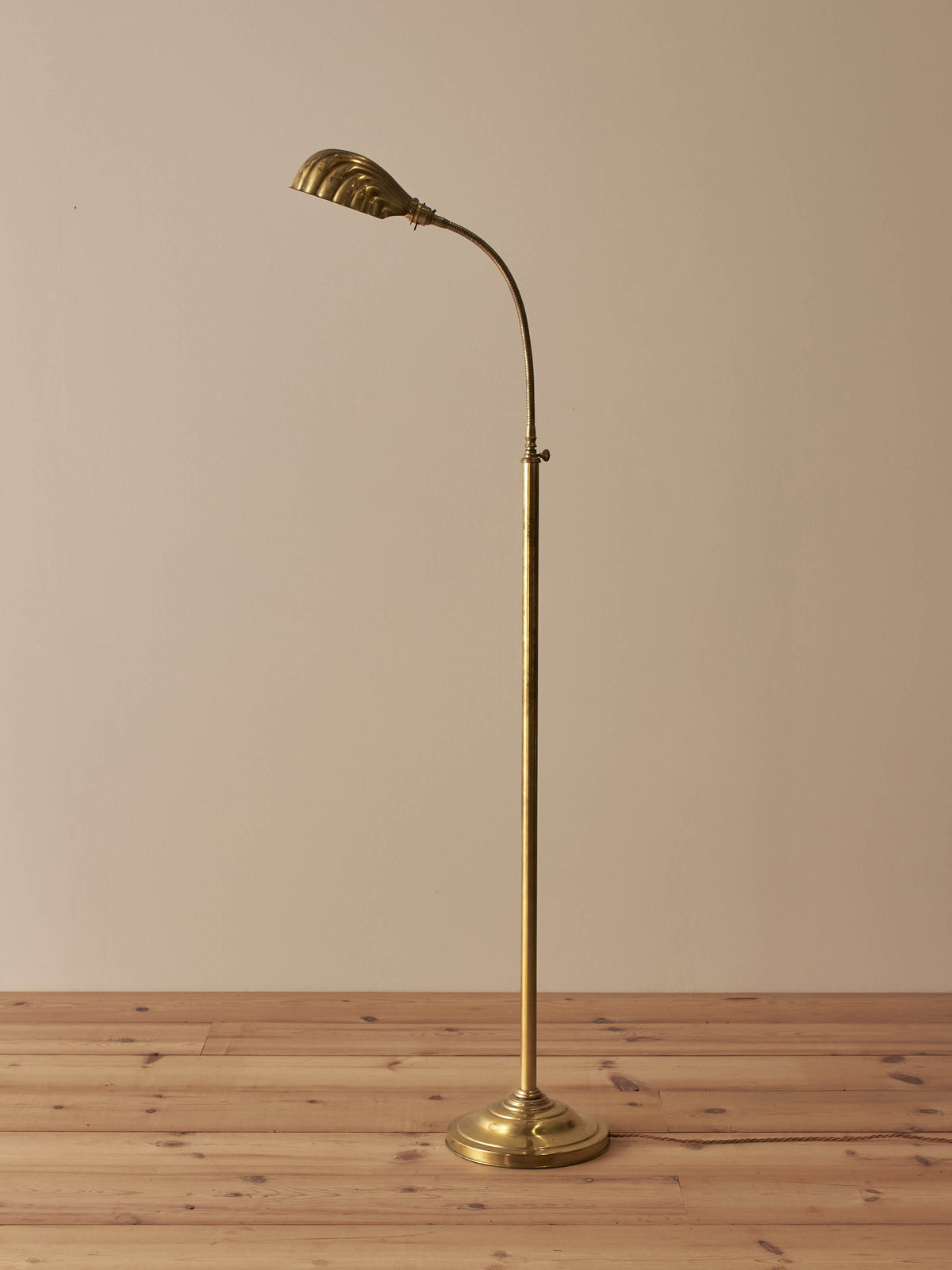 Mid-century vintage Christopher Wray brass clam floor lamp