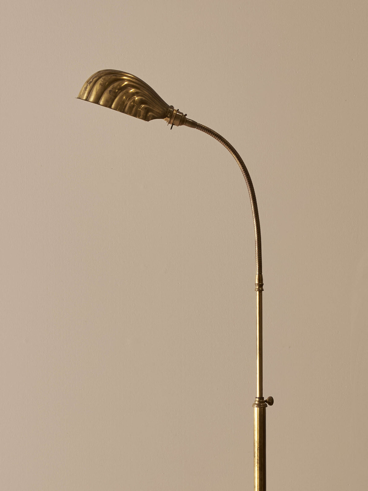 Mid-century vintage Christopher Wray brass clam floor lamp