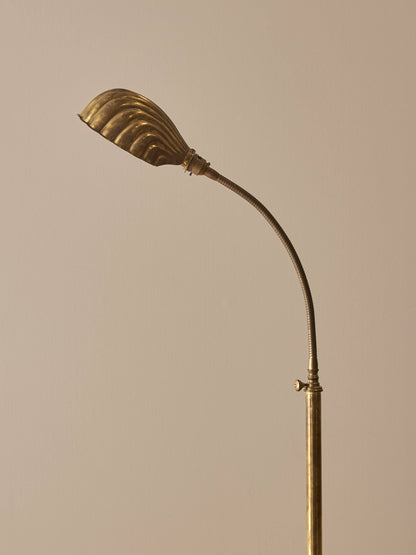 Mid-century vintage Christopher Wray brass clam floor lamp