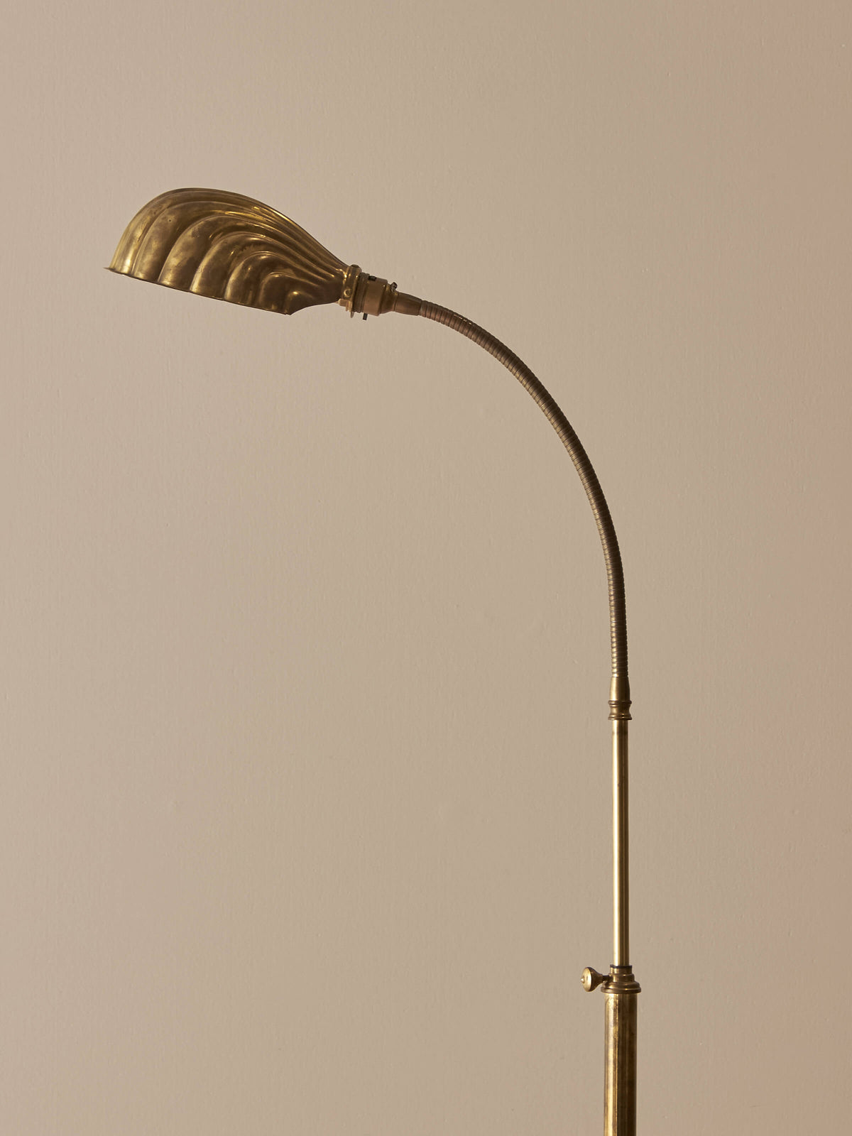 Mid-century vintage Christopher Wray brass clam floor lamp