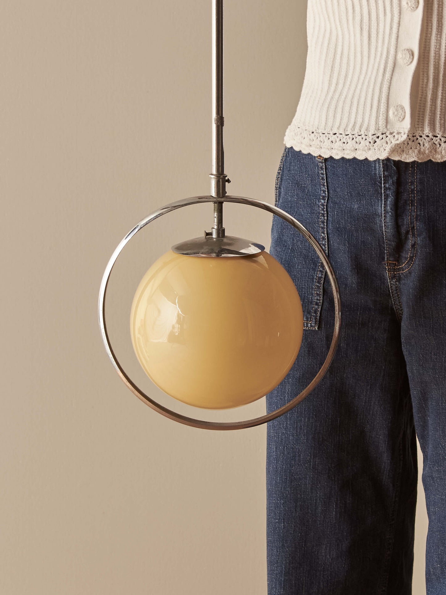 Mid-century chrome and glass pendant
