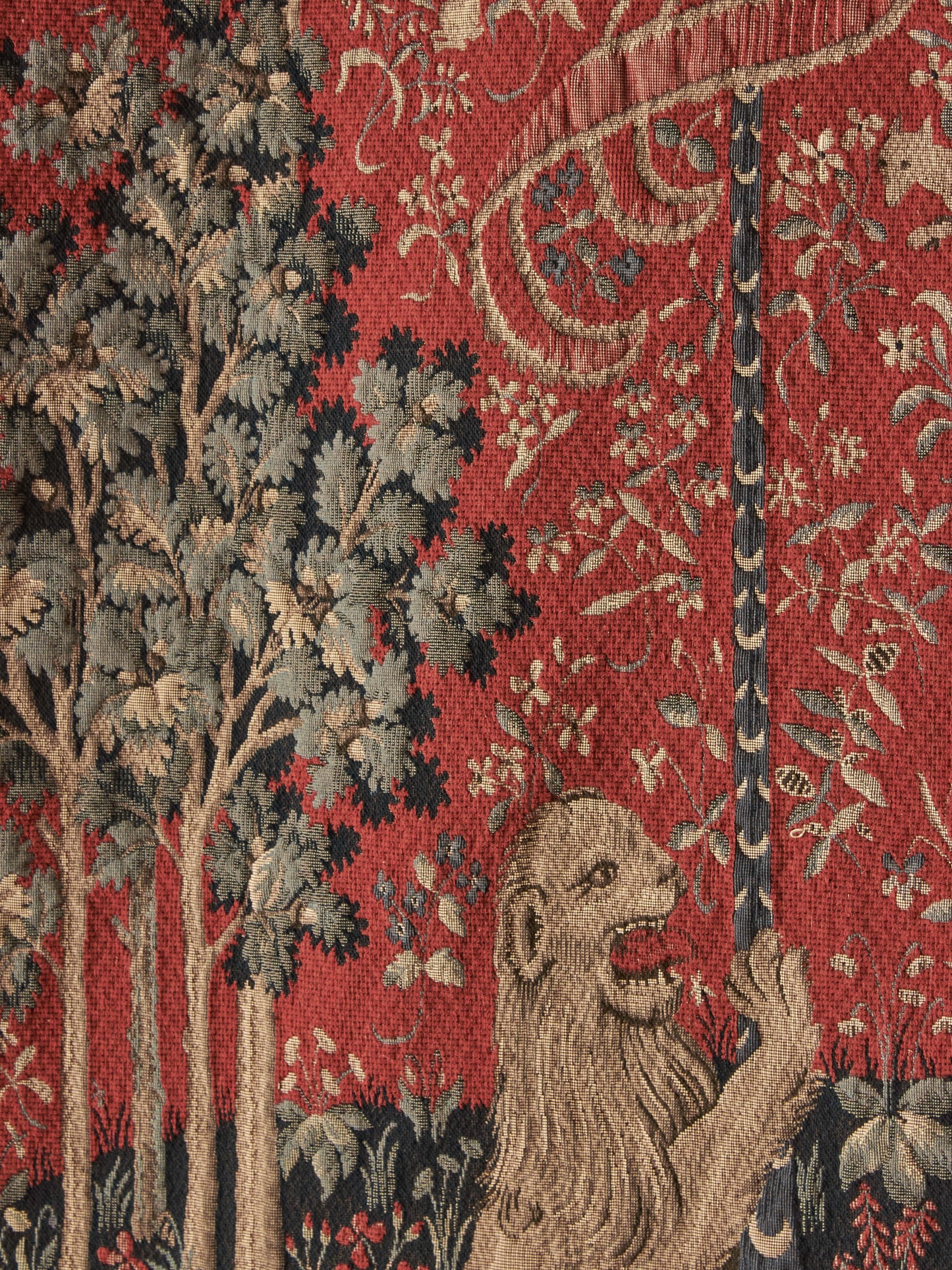 Large French vintage jacquard-woven wall tapestry