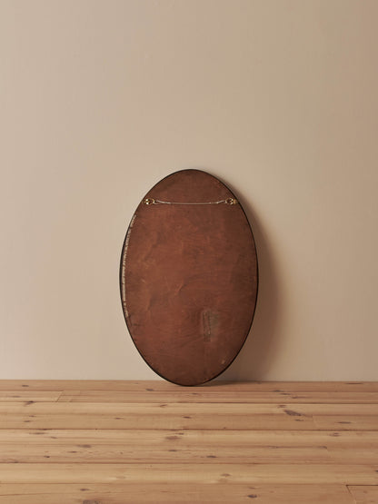 Edwardian oval oak bobbin mirror