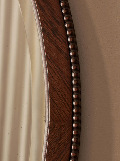 Edwardian oval oak bobbin mirror