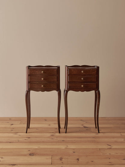 Pair of French mid-century oak bedside tables
