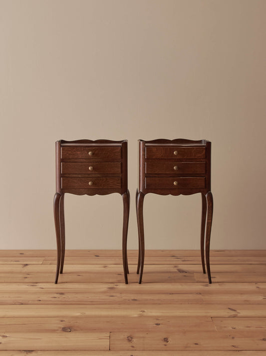 Pair of French mid-century oak bedside tables
