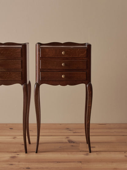 Pair of French mid-century oak bedside tables
