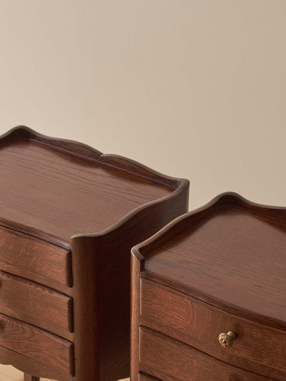 Pair of French mid-century oak bedside tables