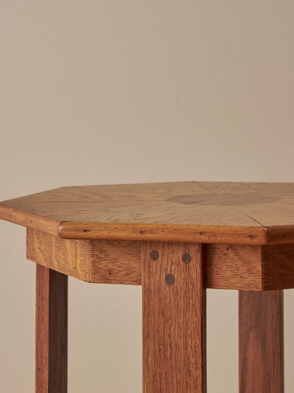 Vintage oak starburst side table