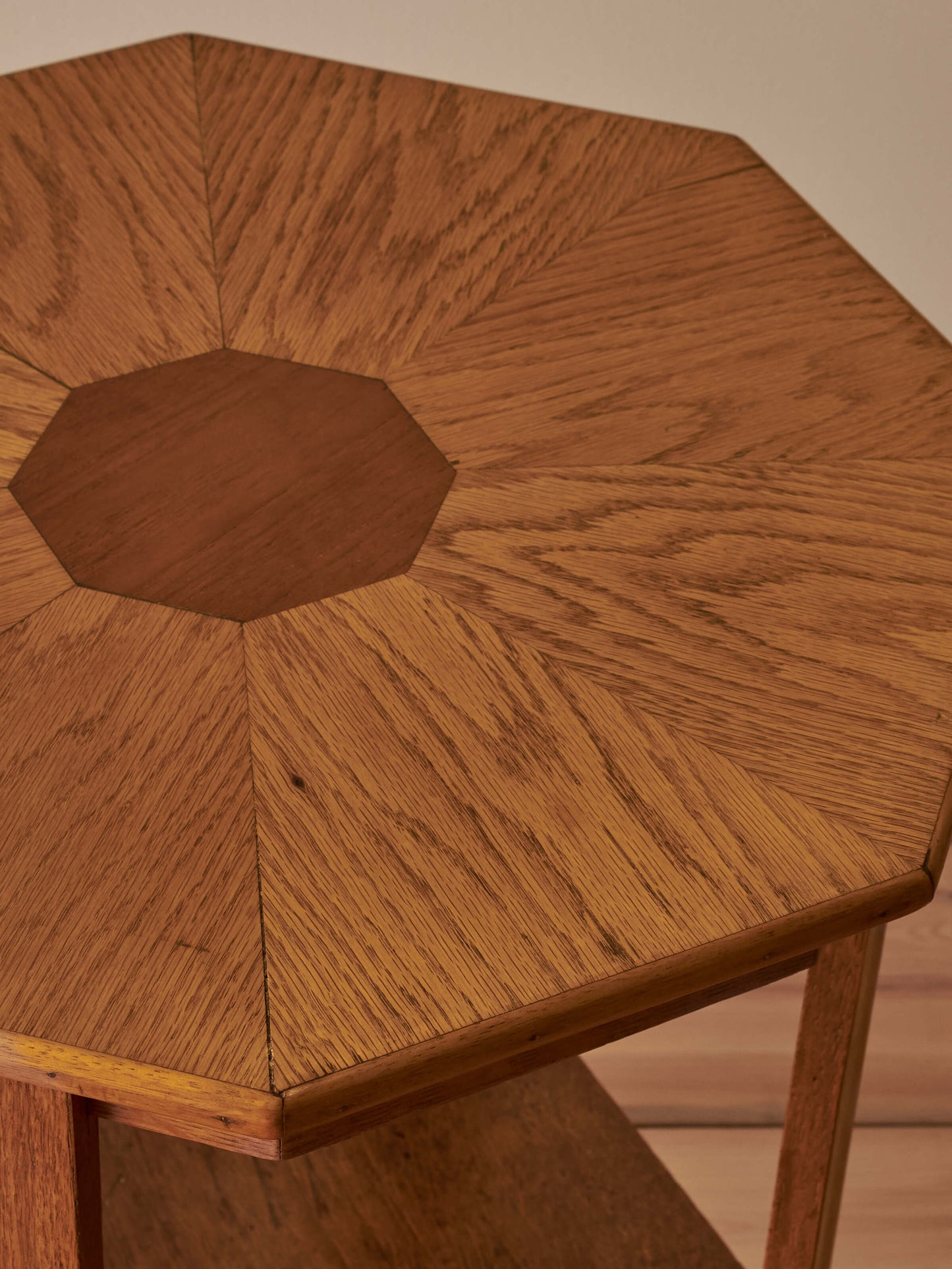 Vintage oak starburst side table