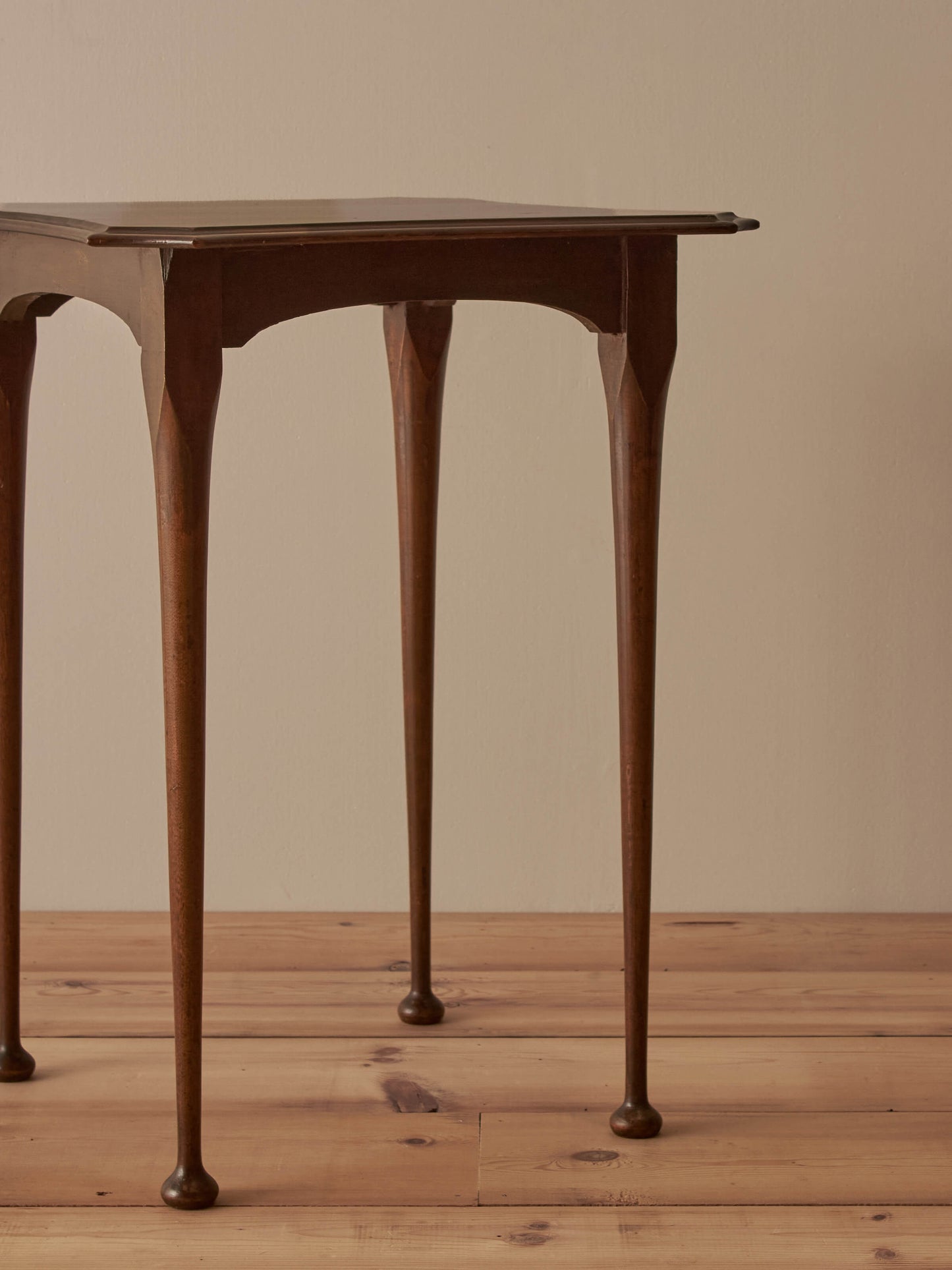 Vintage walnut table on ball feet